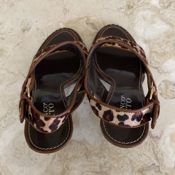Franco Sarto?Cheetah Leopard Print Pony Hair Strappy  Heeled Sandals - Picture 3 of 8